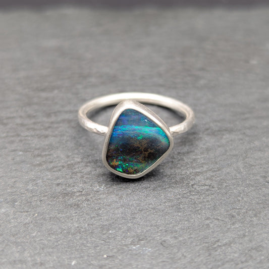 Australian Boulder Opal Ring - Size 6.5