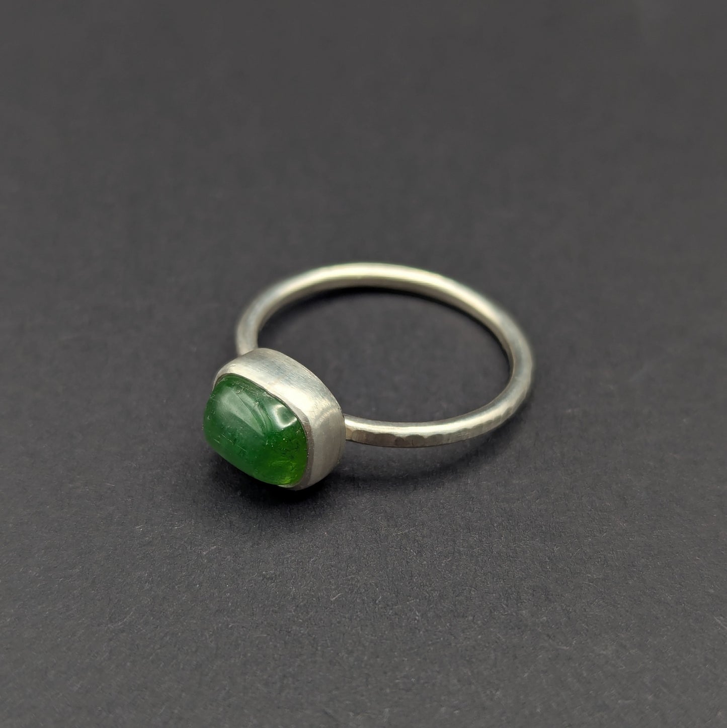 Green Tourmaline Cabochon Ring - Size 7.5