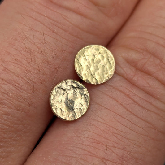 Solid 14k Gold Hammered Studs